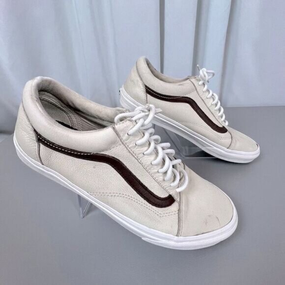 Vans Other - VANS MENS LEATHER SNEAKERS SIZE 11 LIGHT TAN AND BROWN STRIPES